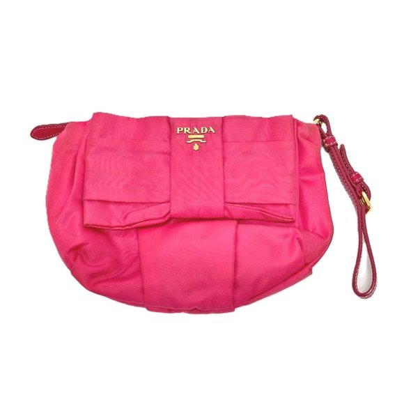 Prada Ribbon Pink NYLON clutch - Picture 1 of 10